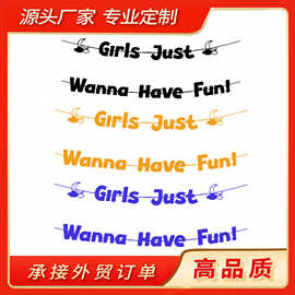 Girls Just Wanna Have Fun 闺蜜粉色派对拉旗气氛装饰横幅布置