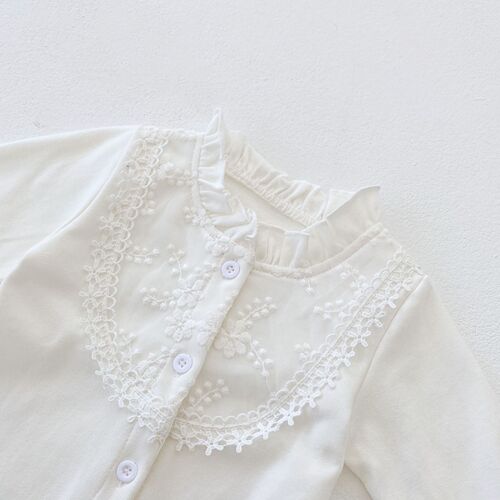 ins Spring and Autumn Fungus Collar Lace Newborn Infants and Girls Baby Lace Long Sleeve Jumpsuit Long Climbing