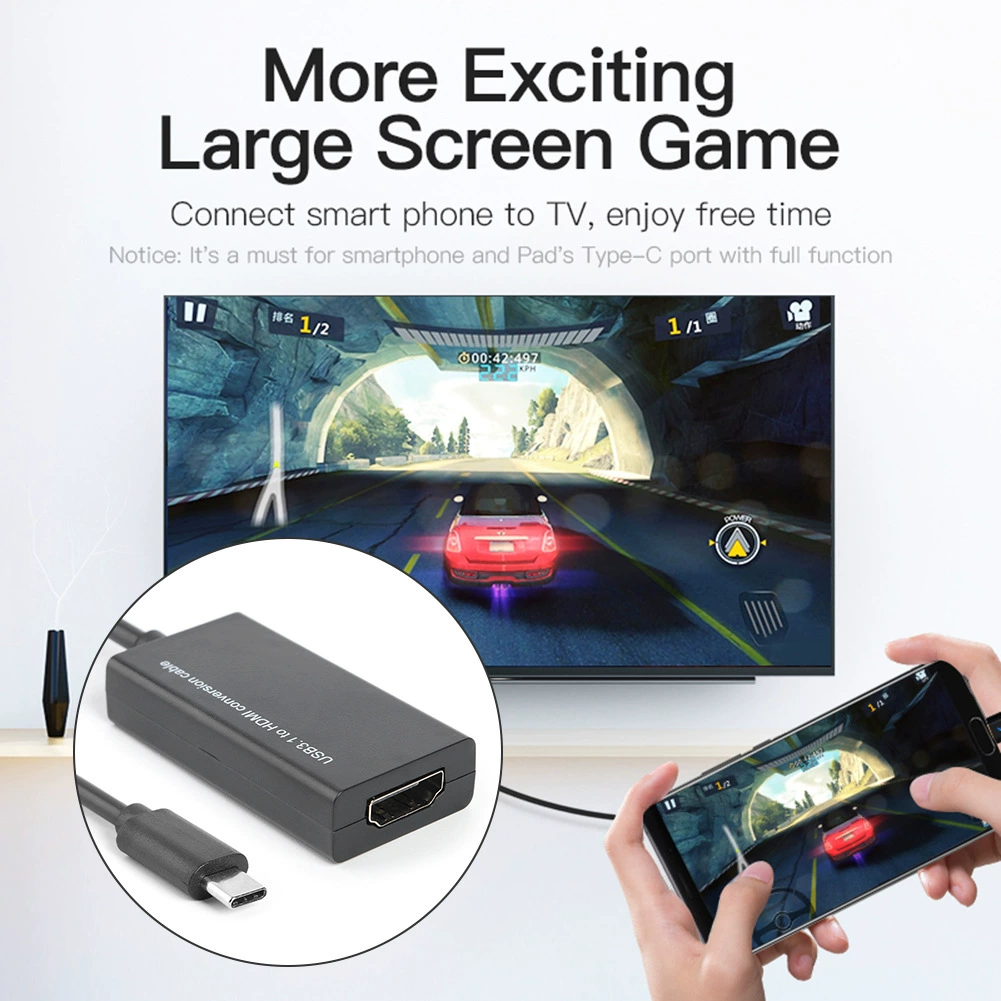 USB-C на HDMI адаптер, совместим с MHL, совместим с Android-планшетом, USB-C на HDMI ТВ