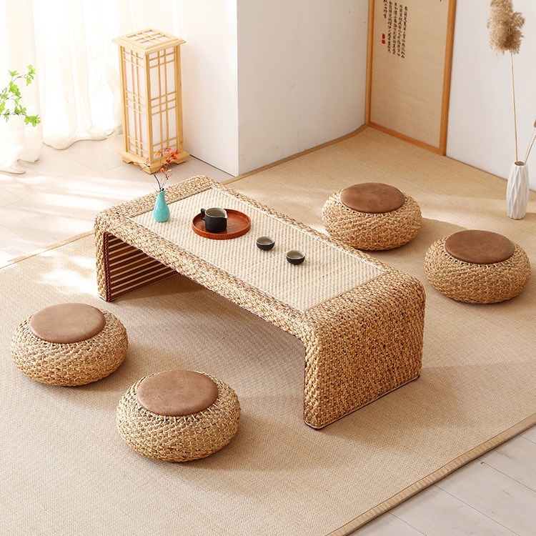 Tatami tea table floor low table rattan tea table Japanese Zen tea table balcony table bay window table household small table Tatami tea table floor low table rattan tea table Japanese Zen tea table balcony table bay window table household small table