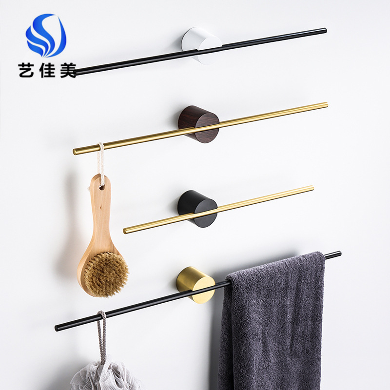Factory Straight Light Luxury Towel Rack Creative Brushed Gold Adjustable Single Rod Bath Towel Rack Nordic Minimalist Bathroom Towel Rack