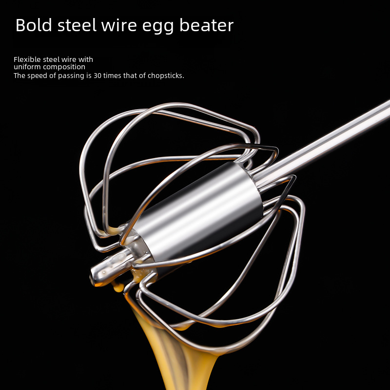 Semi-automatic stainless steel egg beater rotating cream egg mixer manual handheld baking tool for household use