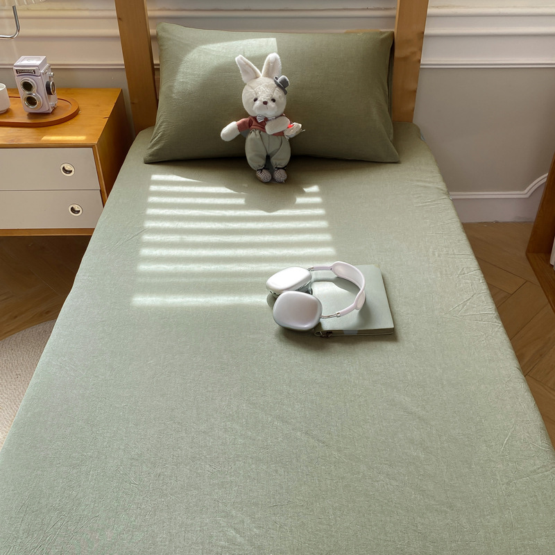 Children's Solid Colour Bed Sheet Three-piece Bedding Set_voghion.com