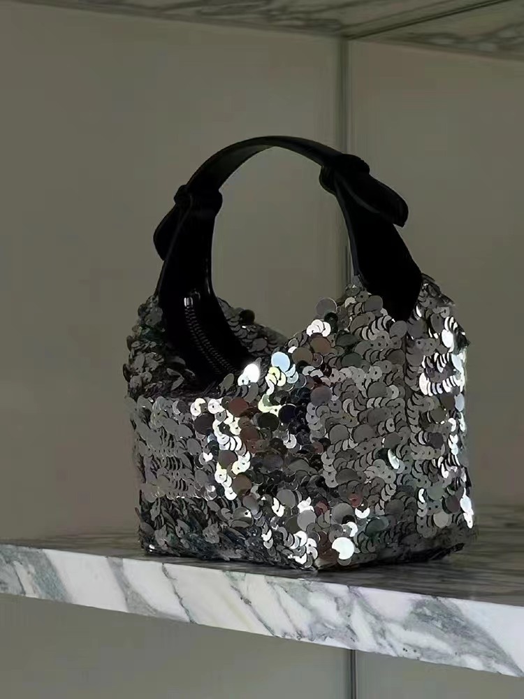 Jaro/léto 2024 Nová krabička na oběd s lesklými korálky, kapesní taška přes rameno s jedním křížem, taška na mobilní telefon, trendy_voghion.com