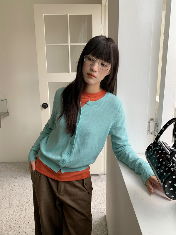 誉一新款2025秋季洋气外搭针织衫女韩系软糯长袖毛衣开衫女c6149|undefined