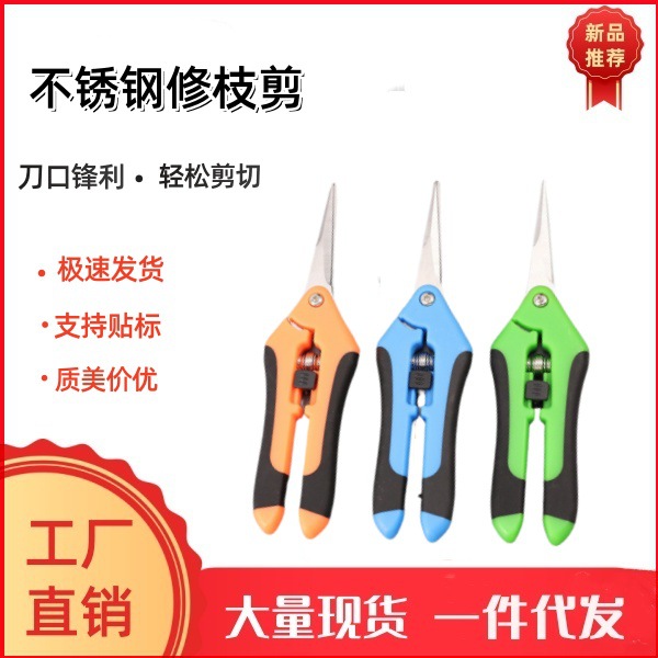 不锈钢摘果剪修枝剪园林稀果摘果剪葡萄修枝专用剪刀蔬果采摘剪