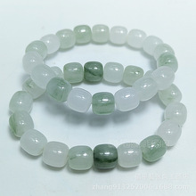 玉器批发 天山翠老型珠手链 冰底飘花玉手串男女款玉石饰品批发