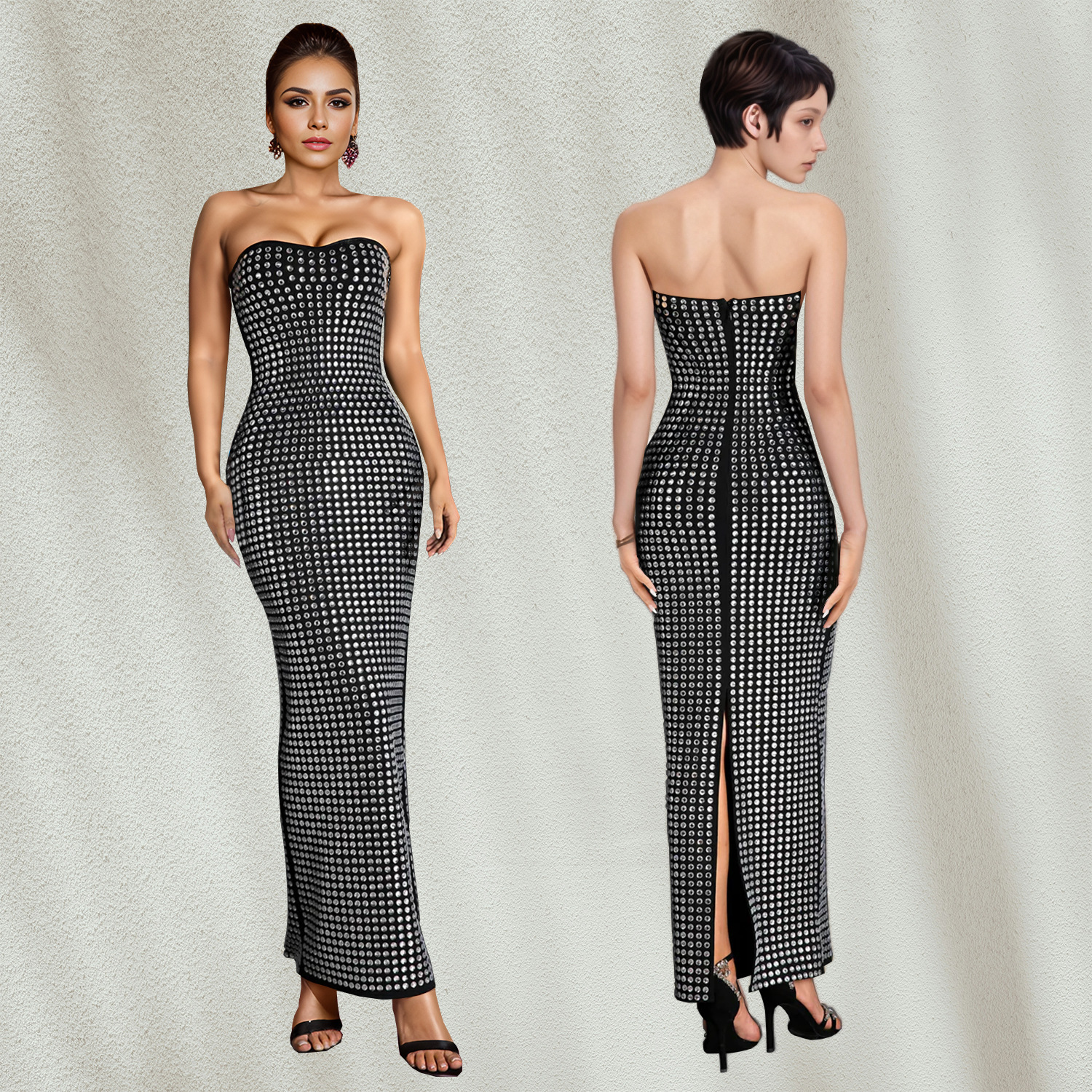 C7162 AliExpress transfronterizo Amazon Europa y América ropa de moda de mujer hombro abierto taladro caliente apertado vestido de cadera