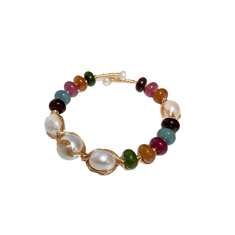 Pulsera abierta de perlas barrocas, pulsera de diseño de nicho retro de moda, fabricante de joyería de alta gama de lujo ligero
