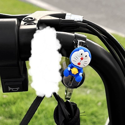 Helmet lock, hook cute cartoon motorcycle battery - black-one-pack-sitting-robot-cat