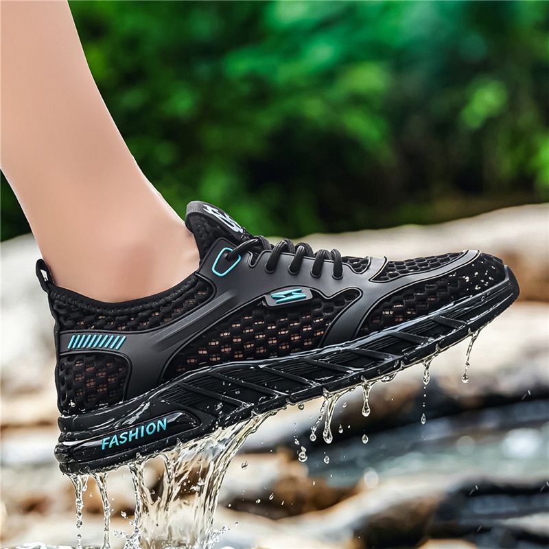 Summer Large Mesh Shoes Breathable Casual sneaker Solid Color Running Shoes Youth Daily Walking Travel Men's Shoes Cross Border