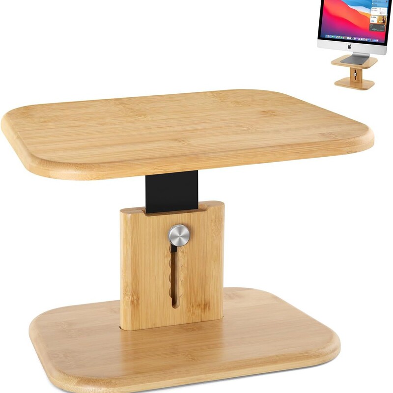 Wooden adjustable monitor stand portable laptop riser stand desktop liftable computer rack