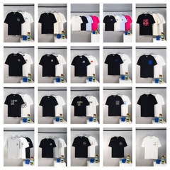 クロスボーダーLuojia立体文字刺繍ロゴルーズ半袖男女同スタイルカジュアルファッション万能Tシャツトレンドブランド