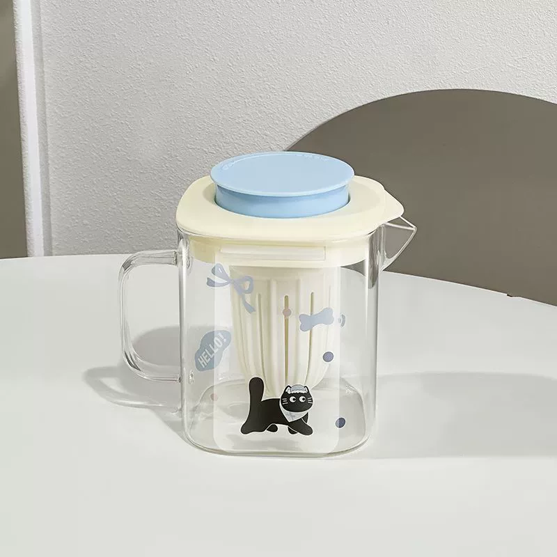 Capacious square tea, glass teapot