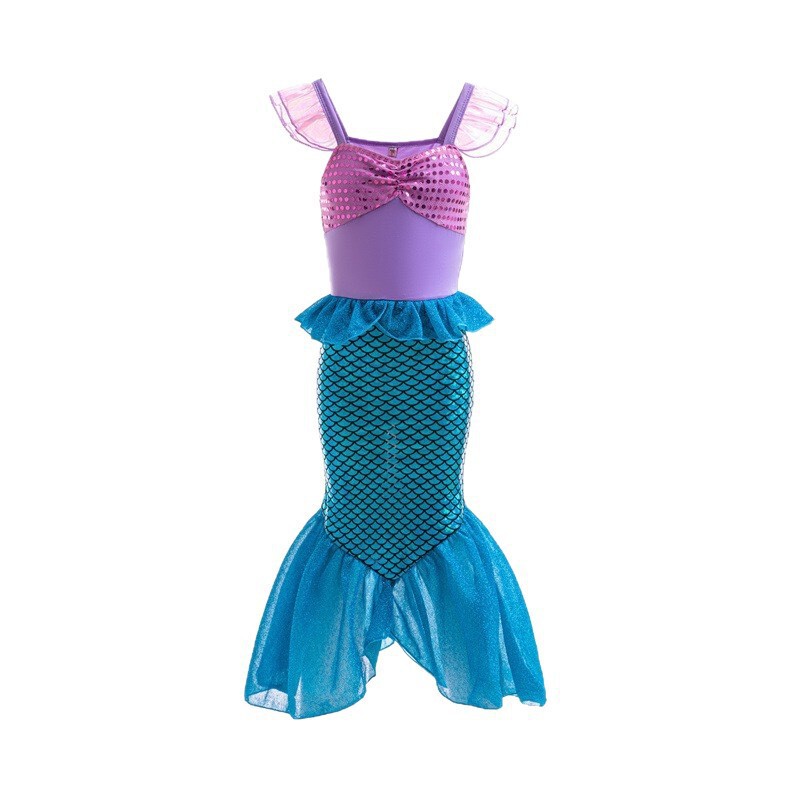 Girls' Mermaid Dress, Stylish New Birthday Princess Dress for Children, Fishtail Performance Costume Long Dress
