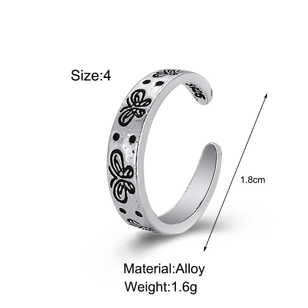 Cross-border Distressed Retro Engraving Butterfly Ring Retro Niche Design Personality Ring display picture 2