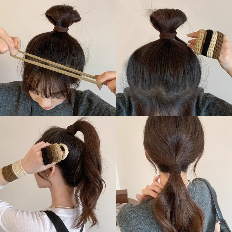 Anillo de cabello para niños, cuerda de cabello de cola de caballo alta, cuerda de cabello para niñas, alta elasticidad, banda de goma no lesionada, funda de cuero para niñas