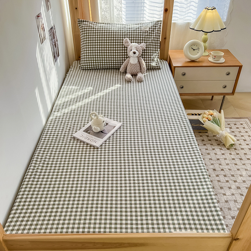 Juego de Sábanas de Algodón para Dormitorio Estudiantil, Protector de Colchón de Algodón Puro Nuevo 2024, Juego de Tres Piezas, Cubrecama