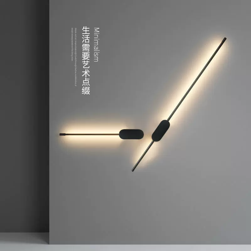 长壁灯 免接线锂电池条形极简线条墙面装饰床头卧室家用led电视墙