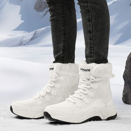 Northeast large cotton winter outdoor snow boots for women with velvet and thickened to keep warm cotton shoes waterproof and anti-skiing town tourism ski boots