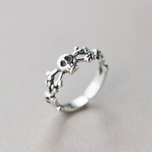 跨境新品欧美合金骷髅头戒指开口可调节戒指饰品女厂家销售