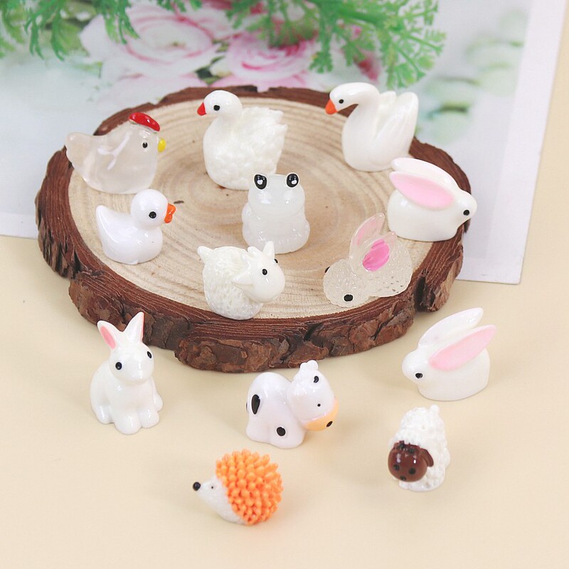 Duck Piggy Cartoon Animal Resin Accessories DIY Children Hair Accessories Material Swan Cow Micro Landscape Ornaments