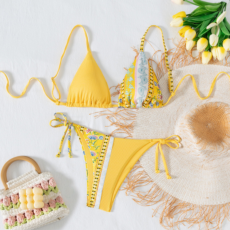 European and American New Style Swimwear, Sexy Bikini Two-Piece Set, Amazon Printed Swimsuit, Women's Bikini, Cross-Border Ready Stock