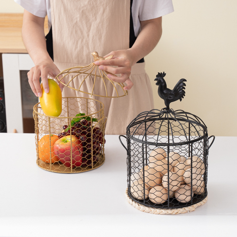 Fábrica al por mayor nueva cesta de almacenamiento de huevo de metal cesta de fruta cocina vegetal y fruta ingredientes cesta de almacenamiento