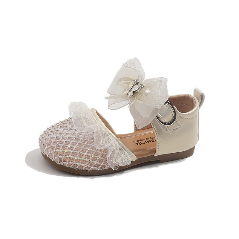 Sandali da ragazza in stile coreano con punta chiusa, scarpe da principessa argento con fiocco, suola morbida, performanti, estive, nuove._voghion.com
