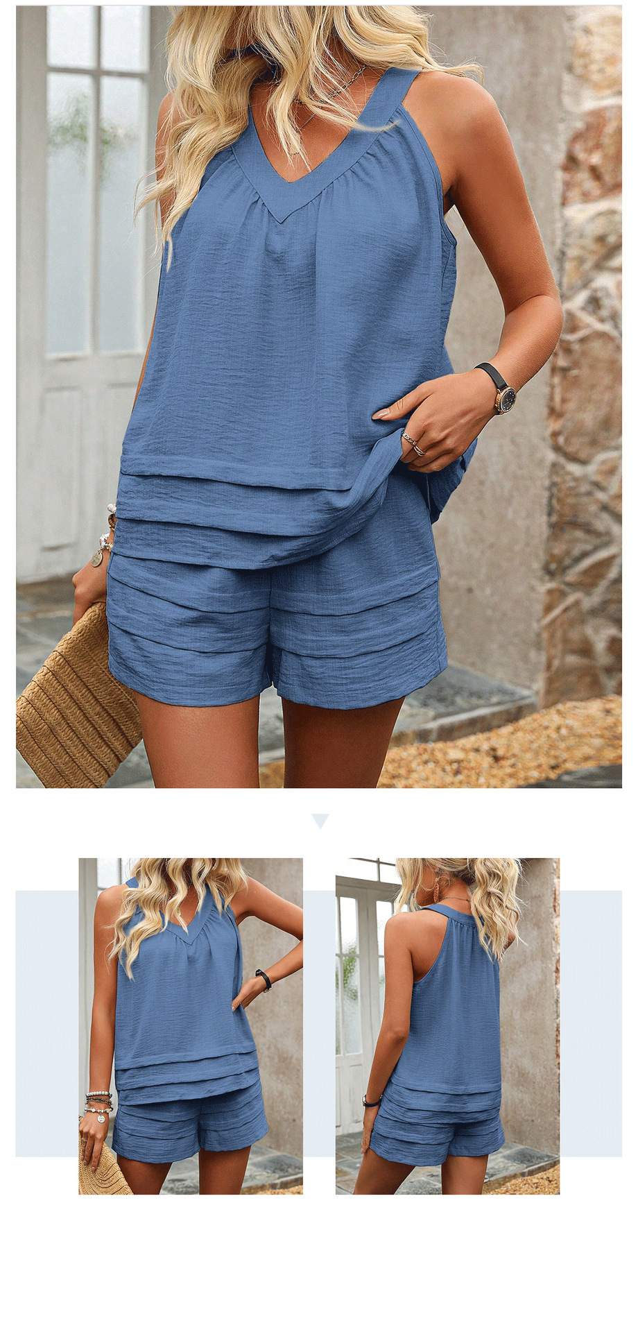Women's Sleeveless Top & Shorts Set – Streetwear Casual Outfit (S-XL) | Summer_voghion.com