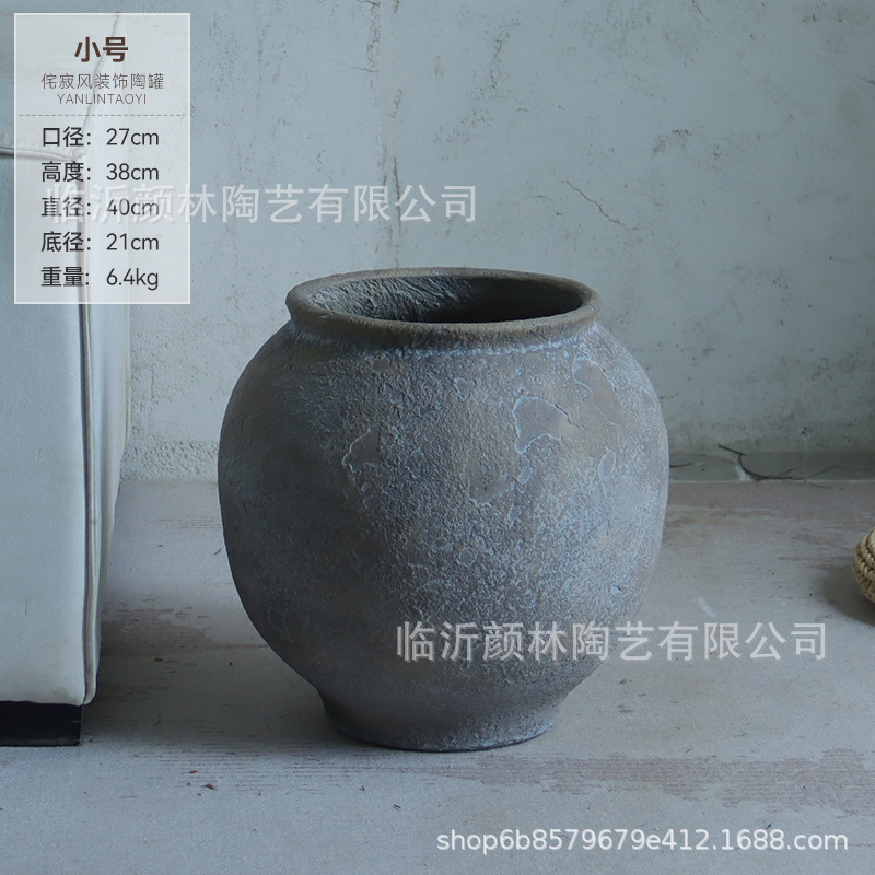 Feng Xixian vintage vasijas de cerámica, vasijas de cemento, vasijas de suelo, ornamentos de cerámica, interiores y exteriores, contenedores de macetas verdes