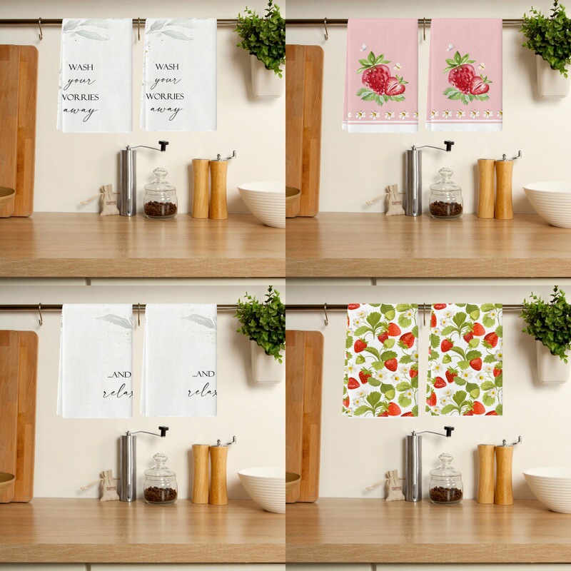 Watercolor Eucalyptus Leaves Kitchen Towel Strawberry Lemon Dishwashing Towel Home Bathroom Decor Hand Towel Watercolor Eucalyptus Leaves Kitchen Towel Strawberry Lemon Dishwashing Towel Home Bathroom Decor Hand Towel