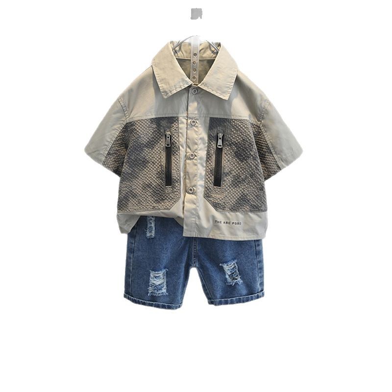 7940 tops para niños camisas de manga corta de moda de verano 2025 nuevo estilo estilo occidental chico guapo ropa fina para niños