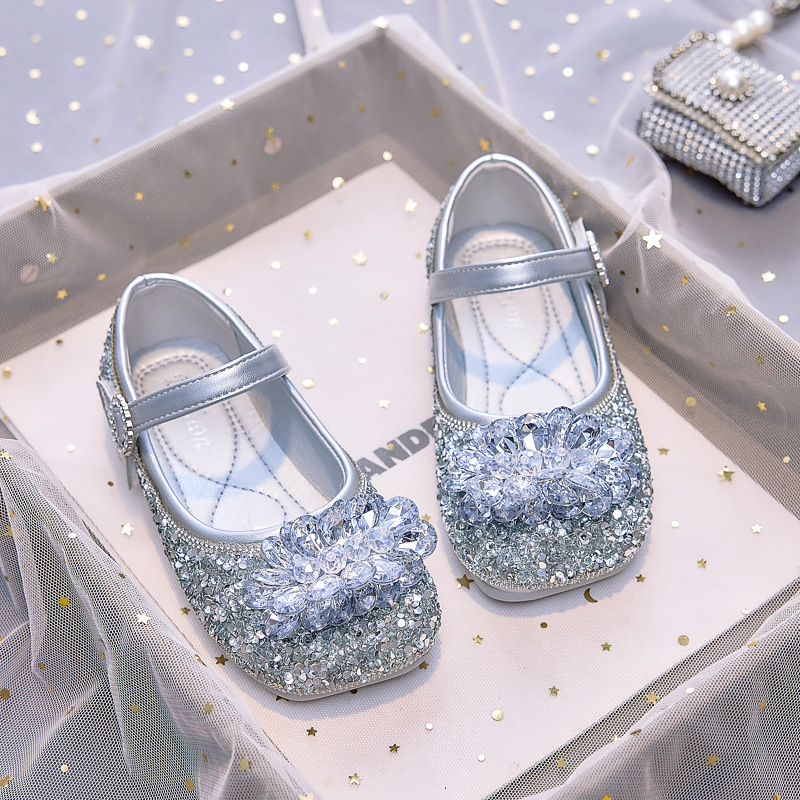 Zapatos de Cristal de Princesa para Niñas, Suela de Caucho, para Fiestas y Vestidos