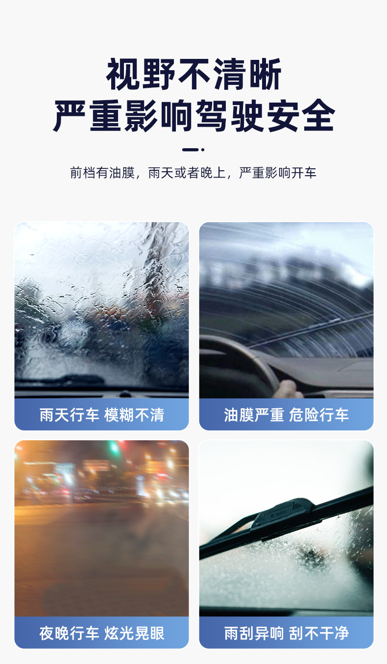 Yiaishan Car Windshield Oil Film Remover Heavy-Duty Oil Film Cleaning Agent Powerful Oil Stain Cleaner