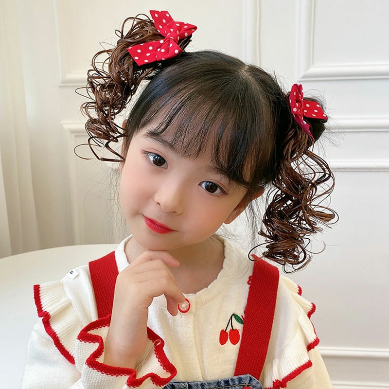 Red bow wig hair clip