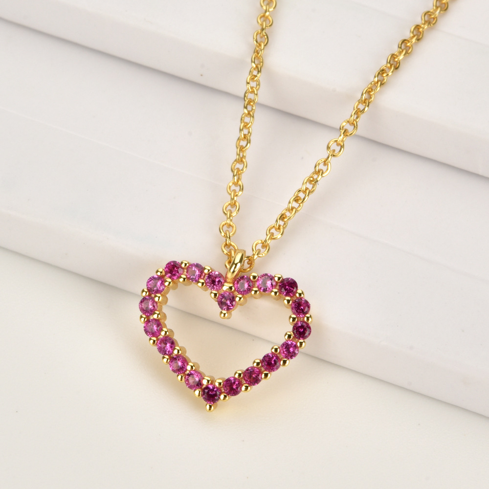 925 Sterling Silver Material 925 Sterling Silver Zircon Heart Shape Pendant Necklace
