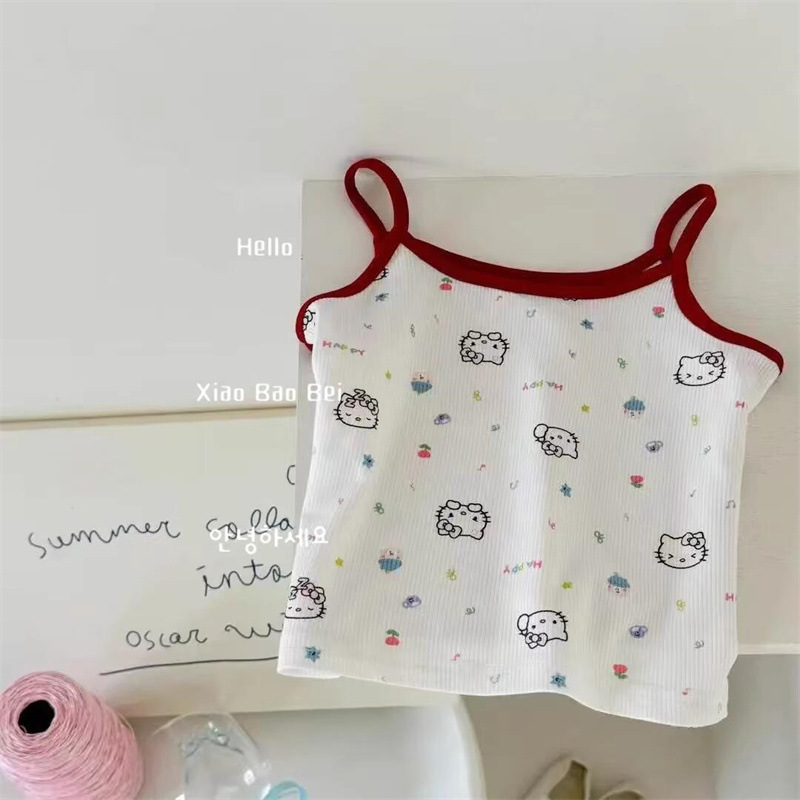 Ropa de verano de niñas lindas caricaturas de dibujos animados para niños chaleco elástico de verano para bebés extranjeros camisa sin mangas