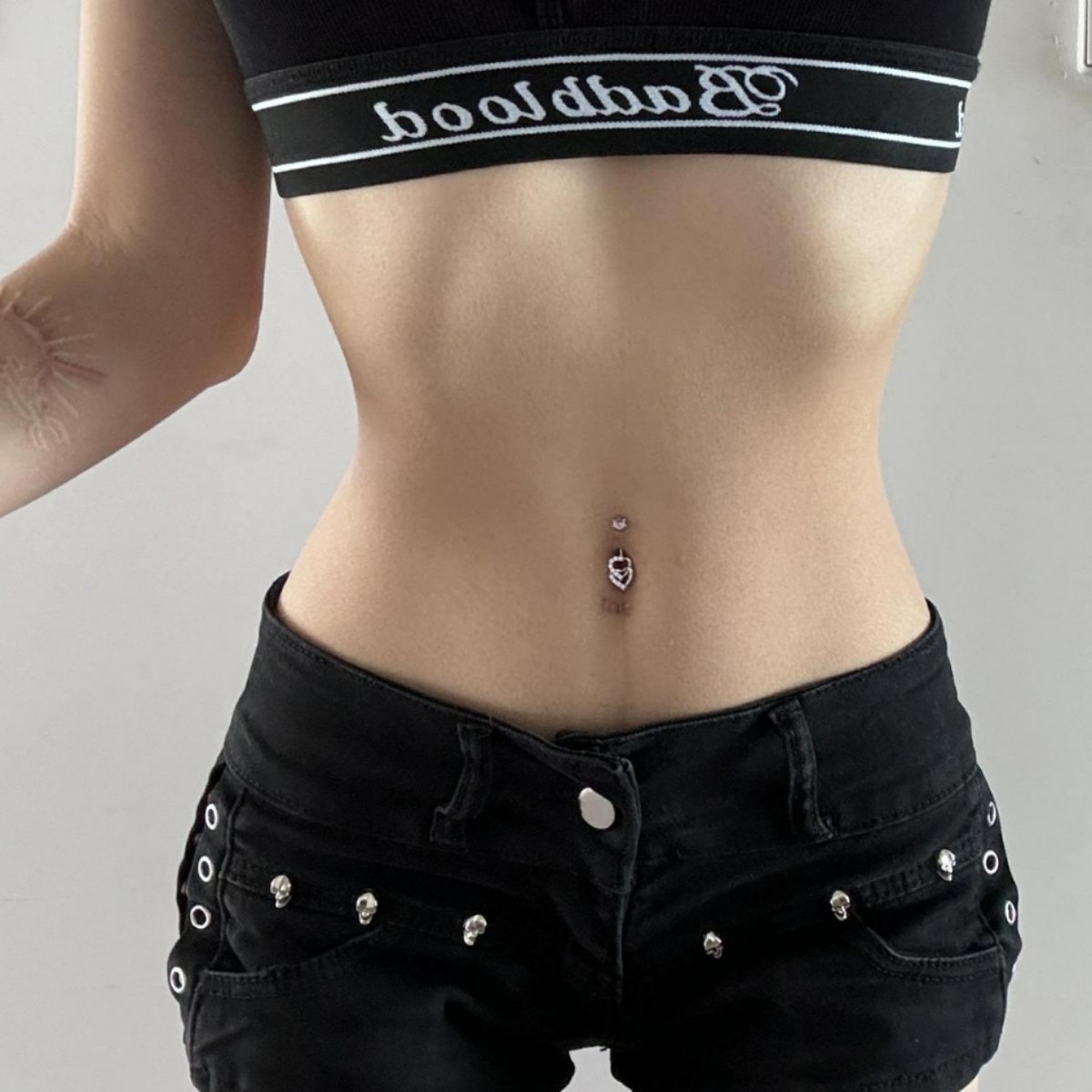 Diamond Heart Bow Navel Piercing Elegant Belly Button Jewellery_voghion.com