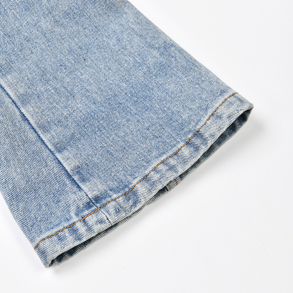 Dam jeansjacka med kontrastsömmar och bälte för hösten_voghion.com