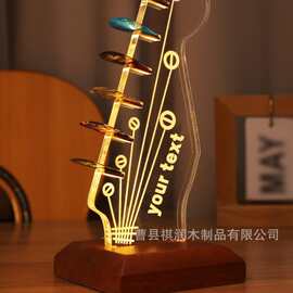 跨境木制吉他拨挂架带拨片架收纳盒创意置物架吉他装饰架