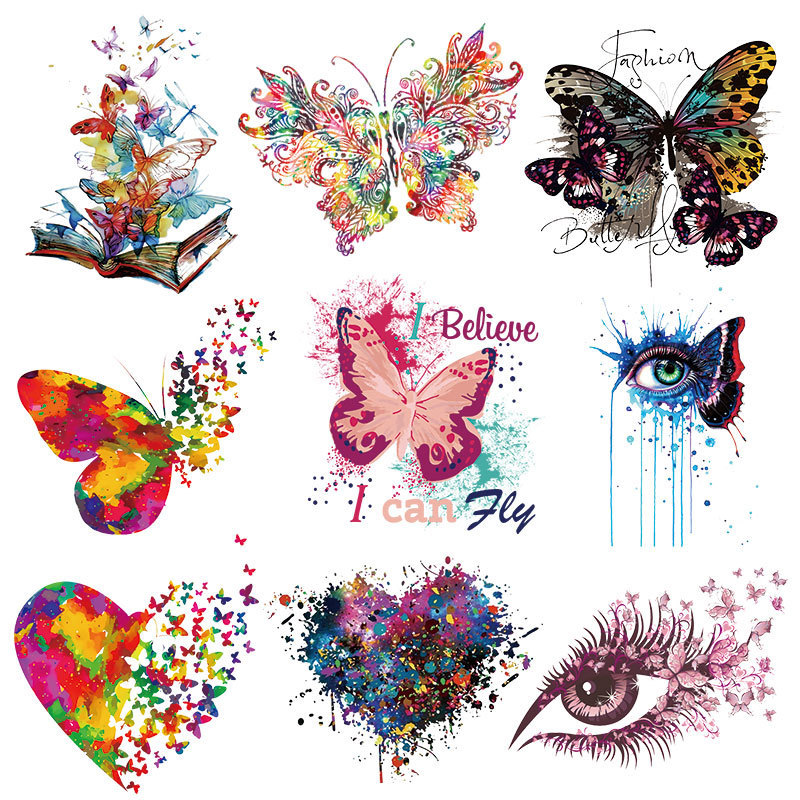 Amazon Color Butterfly Printing Hot Stamping Clothing Accessories Heat Transfer Printing Sticker Ironing Sticker Hot Stamping Spot