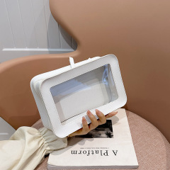 2023 New White Simple Fashionable Transparent Cosmetic Bag Large Capacity Cosmetic Storage Bag Portable Premium Handbag