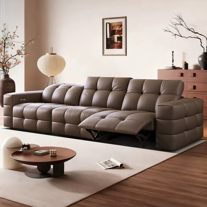 劳伦斯功能真皮沙发意式轻奢客厅小户型直排零靠墙太空舱电动沙发