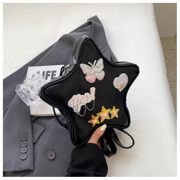 Women's Medium Pu Leather Letter Star Butterfly Streetwear Zipper Fashion Backpack display picture 26