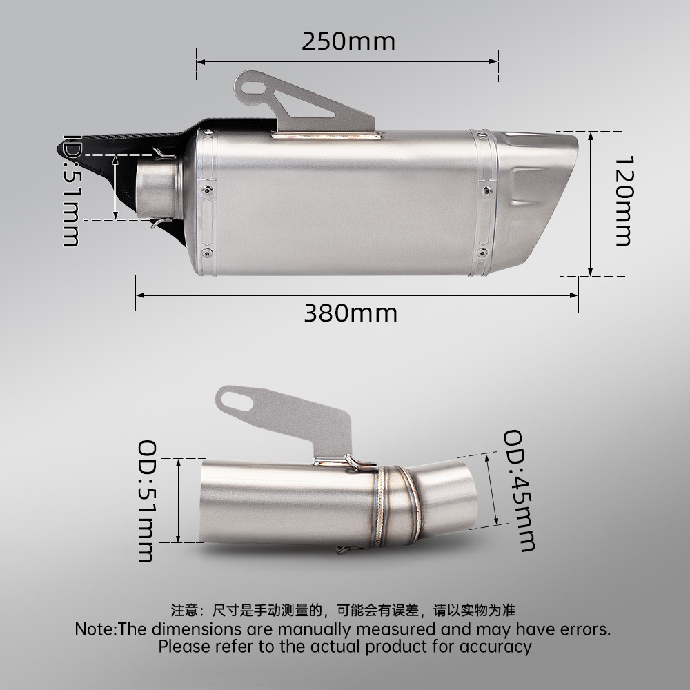 Suitable for Qianjiang Sai 600 stainless steel mid-section exhaust pipe and tail-section silencer set, Scorpio AR barrel exhaust