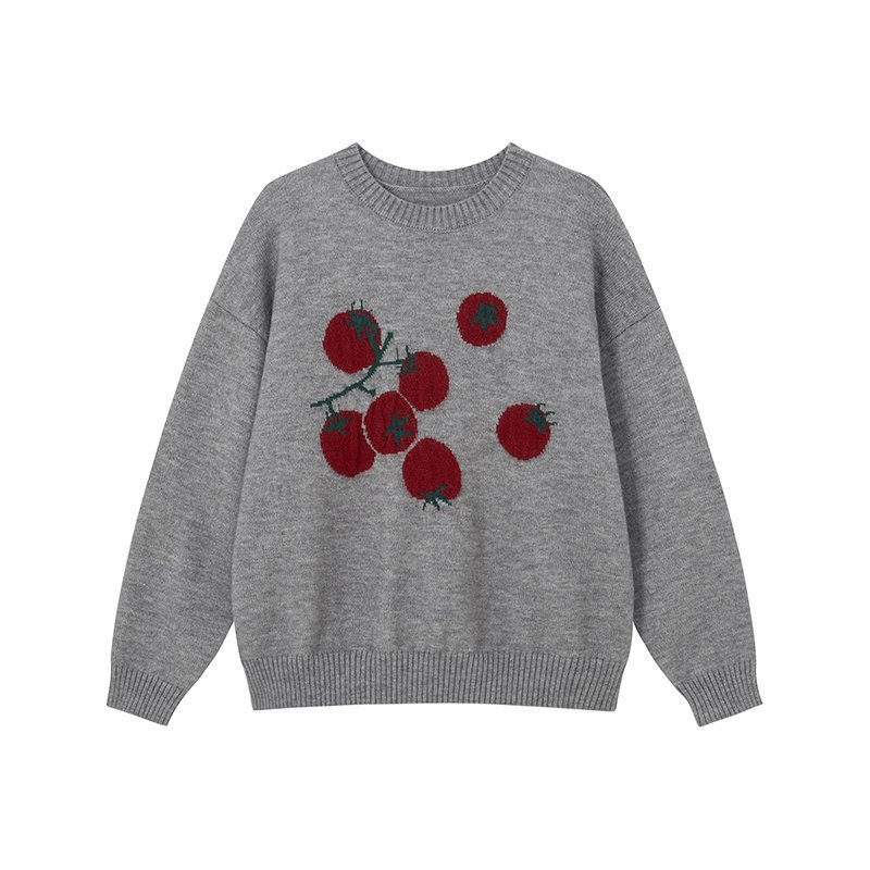2025 suave tomate nuevo Jacquard de cuello redondo suéter de punto otoño y invierno coreano casual suave blusa de moda image 8