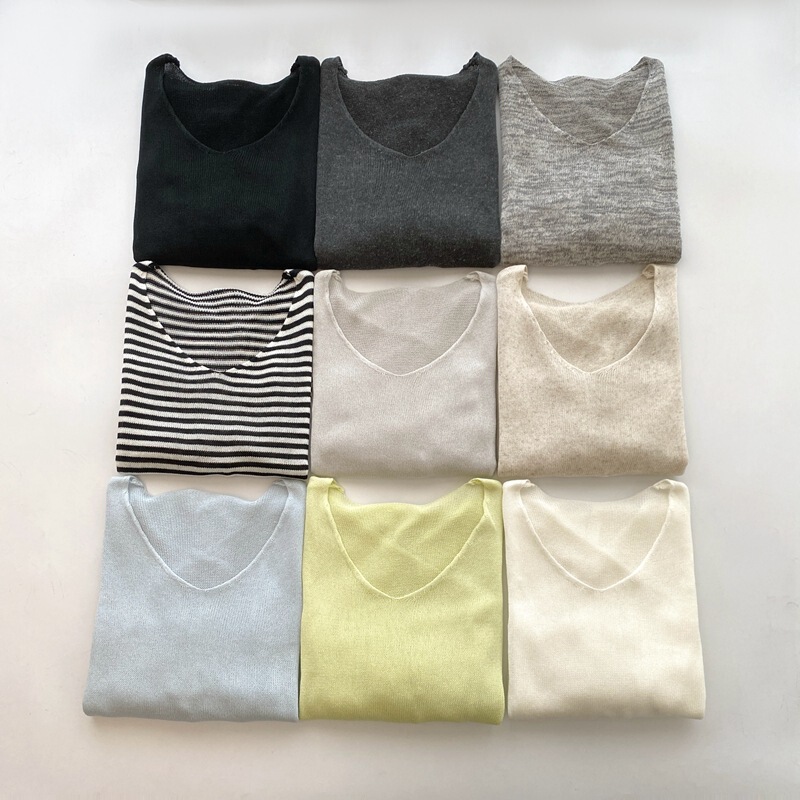 26 Spring and Summer New Korean Style V Neck Long-Sleeved Knitwear Tencel Linen Thin Loose Lazy Sun Protection Cover-Up 8528 26 Spring and Summer New Korean Style V Neck Long-Sleeved Knitwear Tencel Linen Thin Loose Lazy Sun Protection Cover-Up 8528