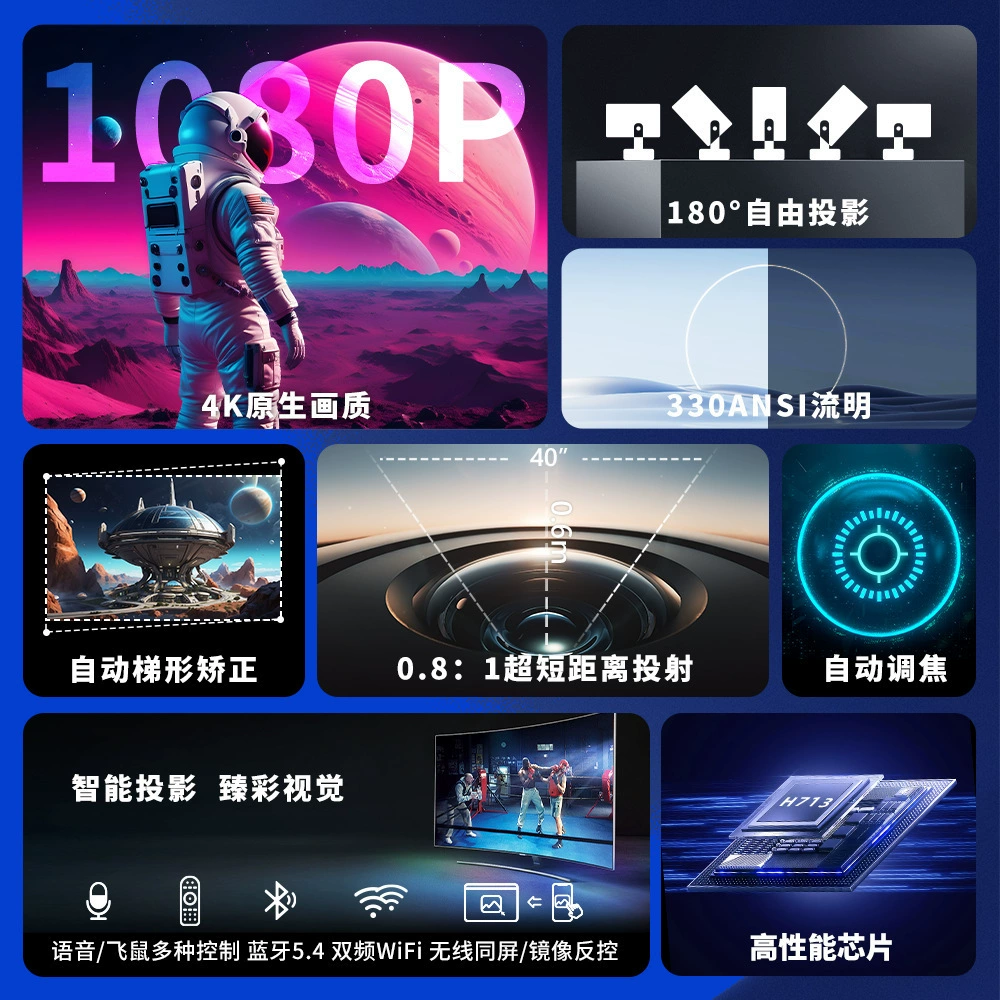 Популярный за пределами страны проектор HY260Pro H713 Android 11 умный HD 4K автофокус, корпусное проектор