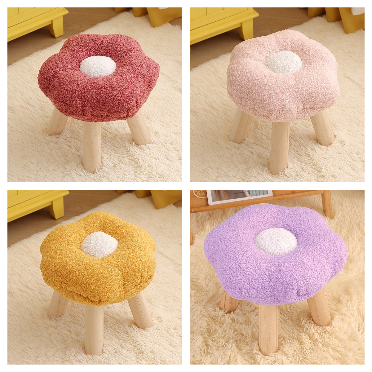 Taburete de nube para uso doméstico, taburete bajo para niños, sofá moderno para sala de estar, mesa de centro, bonito taburete de nube para dormitorio de niñas.